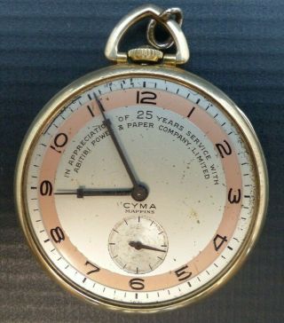 Antique Cyma Mappins 17 Jewels Gold Filled Pocket Watch