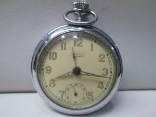 Vintage Sheffield Running Pocket Watch 7 Jewels With Alarm