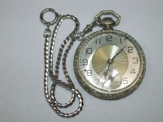 South Bend 12 Size Pocket Watch With Chain.  130j