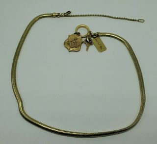 Vintage Forstner 1/20 12k Gold Filled Pocket Watch Fob Snake Chain 1948 Theta