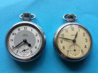 2 X Smiths Pocket Watches Made In Gt Britain 65 And C3r Empire Spares And Repair