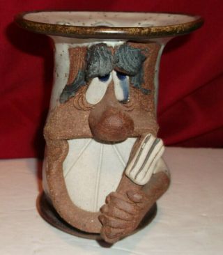 Robert Eakin Face Pottery Stoneware 3d Coffee Mug Cup Folk Art Toothbrush Holder