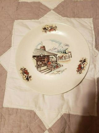 Vintage Homer Laughlin Rhythm Dinner Plate Cowboy Scene