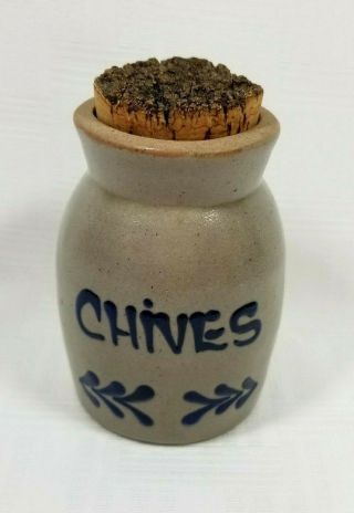 Bbp Beaumont Brothers Pottery Stoneware Spice Crock Chives 1993