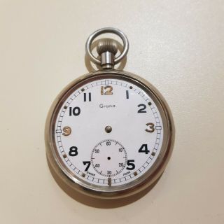 Vintage Grana Pocket Watch,  White Face,  Spares 15 Jewels,  Swiss Made
