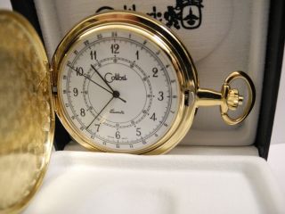 Colibri Swiss Goldtone W/shield White Face Pocket Watch 12 And 24 Hour