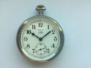 Railroad Themed Vintage Arnex Pocket Watch 17 Jewel Incabloc