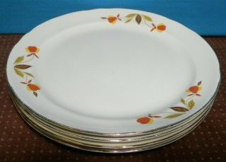 4 Vintage Hall Jewel Tea Autumn Leaf 7 1/4 " Salad Plates