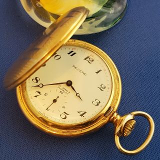 Vintage Swiss Revere Pocket Watch 17 Jewels Incabloc Gold Plated