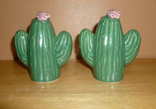 Vintage Treasure Craft Saguaro Cactus Salt Pepper Shakers - Euc