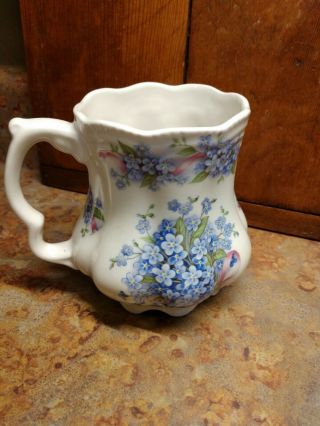 Vintage Royal Crownford Ironstone Floral Staffordshire Mug Blue Pink Creamer