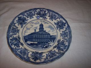 Wm Adams & Co.  Flow Blue 10 1/4” Faneuil Hall Boston Flow Blue Souvenir Plate