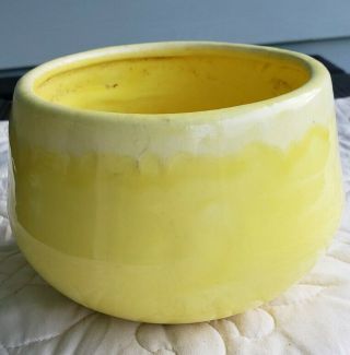 Vintage Mccoy ? Pottery 2 Tone Yellow Round Planter Pot 5 " Tall