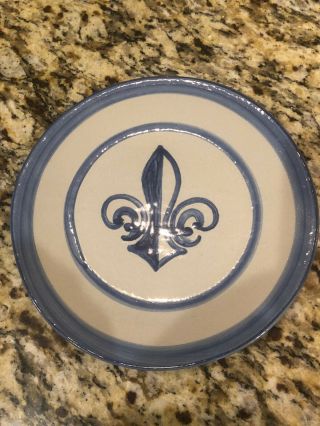 Ma Hadley Pottery 7.  5 " Fleur De Lis Plate Handpainted And Signed