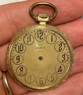 Vintage 10s Elgin Gold Filled Pocket Watch For Repair Estate Find