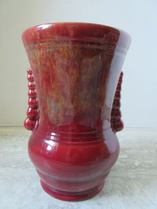 Old Vintage Art Deco Crown Ducal Ware England Red Glaze Vase 7 " Tall
