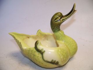 Vintage Hull Art Pottery Swan Figural Planter,  Green No.  80,  Retro Old