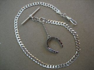Vintage Unique S/silver Pocket Watch Chain 13.  1/2in.  Long