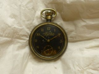 Rare R.  H.  Ingersoll & Bros.  Triumph Rim Set Black Dial Pocket Watch