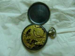 Rare R.  H.  Ingersoll & Bros.  Triumph Rim Set Black Dial Pocket Watch 2