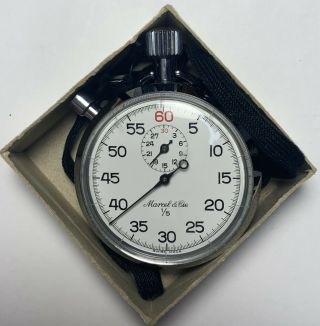 Vintage Marcel & Cie Swiss Made 1/5 Pocket Timer Stopwatch W/ Box