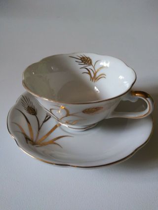 Vintage Lefton Golden Wheat Tea Cup And Saucer