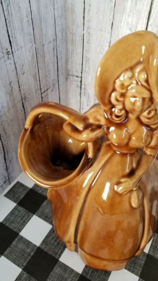 Vintage Brown Girl Lady standing planter vase 9 1/4 