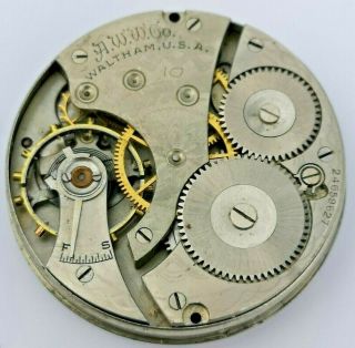 Vintage Waltham Usa Pocket Watch Movement For Part - Bal.  Good (m106)