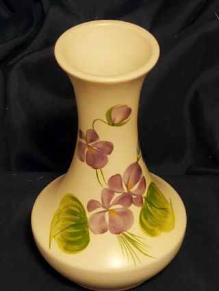 Vintage E Radford Pottery Hand Painted Violets Flowers Stem Vase,  England Number