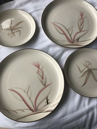 Winfield China California Usa Mcm Dragon Flower 2 - 7.  5” Plates,  2 - 10.  25” Plates