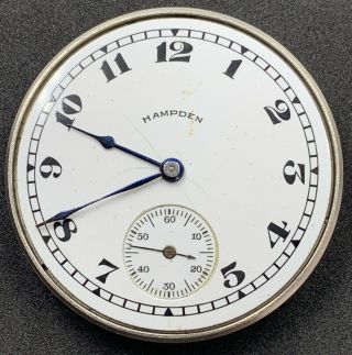 Hampden Pocket Watch Movement 12s 17j Grade 307 Model 5 Openface Ticks F4322