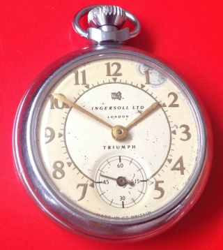 Old Unsual Dial Ingersoll Ltd London Triumph Pocket Watch