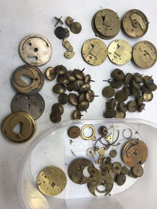 A Box Of Early Lever And Verge Watch Parts - Some