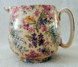 Vintage Lord Nelson Ware Chintz " Heather " Large Creamer England Gold Trim