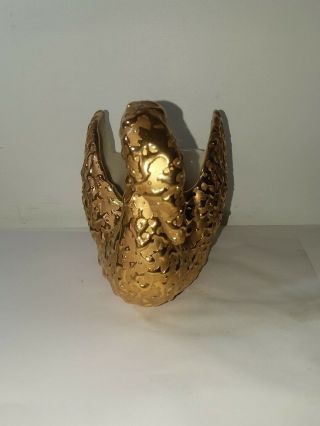 Vintage Decor 22 K Weeping Bright Gold Swan Gold Craft USA Hand Decorated 3