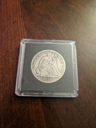 1858 O Seated Liberty Half Dollar Circulated Silver Coin,