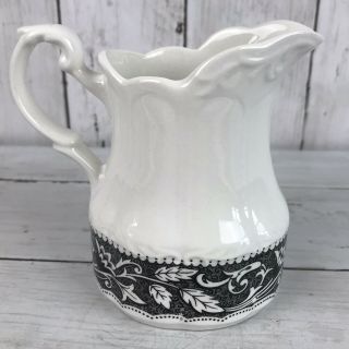 Sterling Colonial English Ironstone J & G Meakin Creamer Pitcher Black Floral