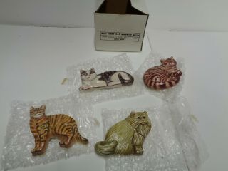 Lillian Vernon Tabby Cat Magnets Vintage 1980 - 4 Cats Old Style