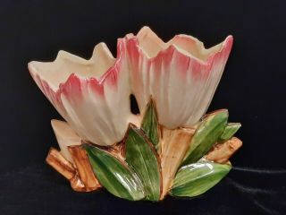 Mccoy Pottery Pink Double Tulip Flower Vase Planter - 6.  75 " High - 1950s - Ceramic