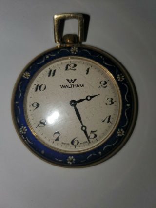 Vintage Waltham Thin Pocket Watch 17 Jewel Running Needs Enamel Paint.