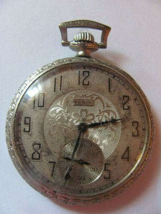 Ornate Antique Elgin Pocket Watch With Separate Second Hand Dial