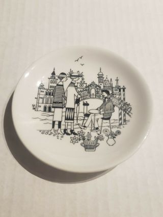 Vtg Mid Century Modern Arabia Finland Porcelain Miniature Plate Venice Italy Mcm