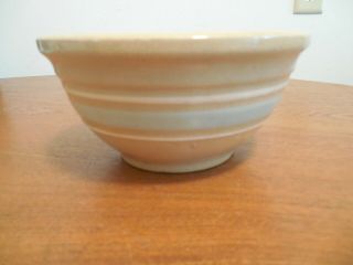 Vintage Watt Pottery Bowl,  Small,  Light Blue And White Stripe,  Usa
