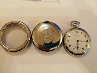 Vintage Swiss Made 14 Jewel Ingersoll Pocket Watch With Case