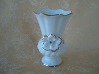 Vintage Capodimonte Porcelain Vase White With Gold Gilt