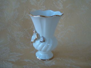 Vintage Capodimonte Porcelain Vase White With Gold Gilt 2
