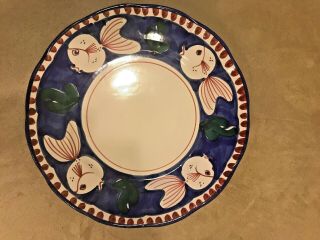 Vietri Solimene Hand Painted Fish Plate 10.  25 " Diameter Made In Italy Pottery