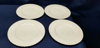 Vintage J & G Meakin Classic White Set/4 Dinner Plates Scalloped Rim