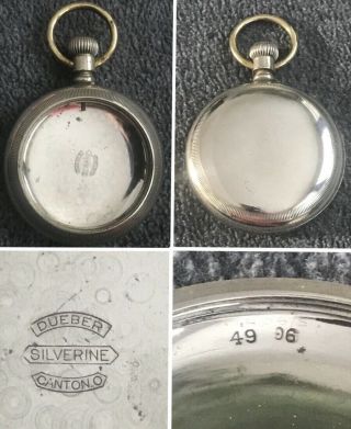 Vintage Dueber Silverine Open Face Pocket Watch Case (57mm X 16mm)