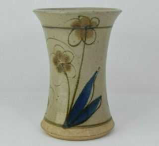 Zeltzer Handcrafted Art Pottery Vase Vintage Floral Mid Century Design 6.  5 " High